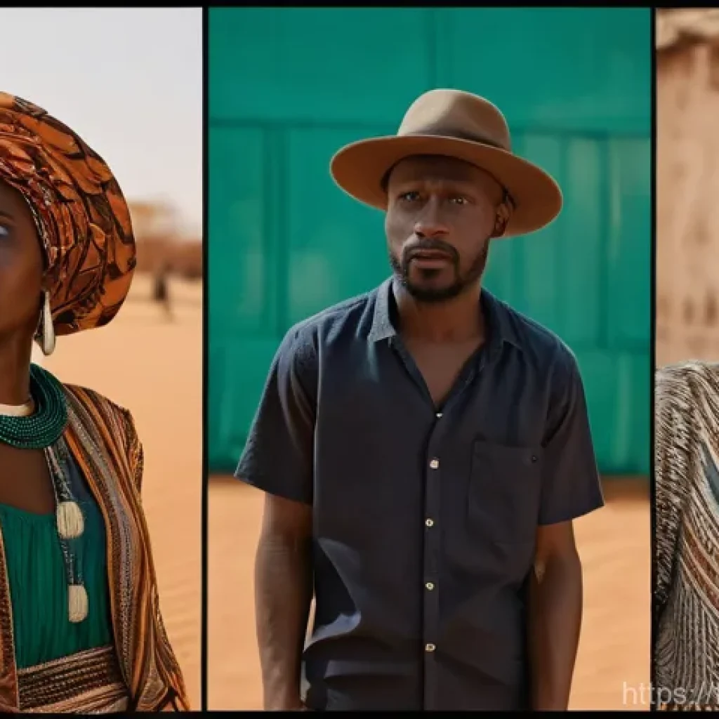 말리에서의 국제 영화제 - Here are three image generation prompts in English, detailing various aspects of Malian cinema: