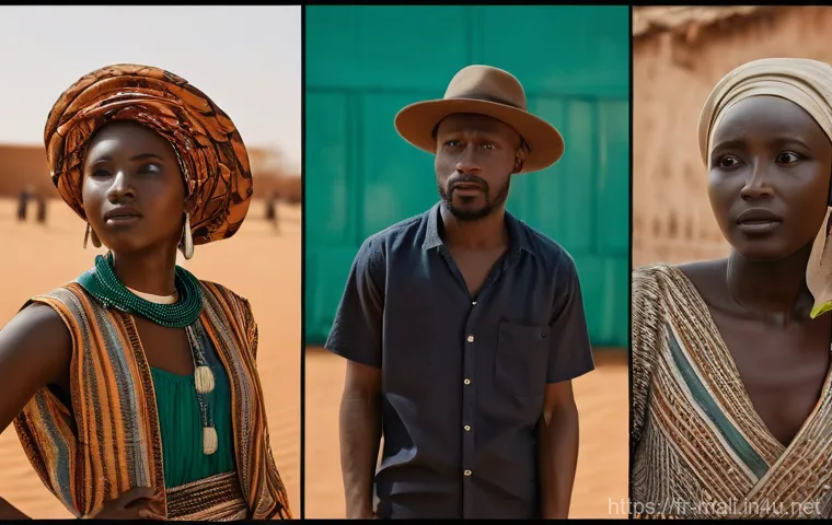 말리에서의 국제 영화제 - Here are three image generation prompts in English, detailing various aspects of Malian cinema:
