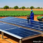 Home 20 말리에서 사업하기 - A vibrant Malian entrepreneur’s modern agro-processing facility in a rural setting, showcasing mecha...